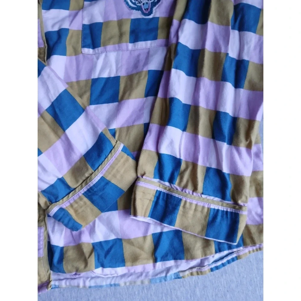 Anthropologie Pajama Set Medium Pants Tiger Checkered Comfort Lounge Sleep - Picture 14 of 16